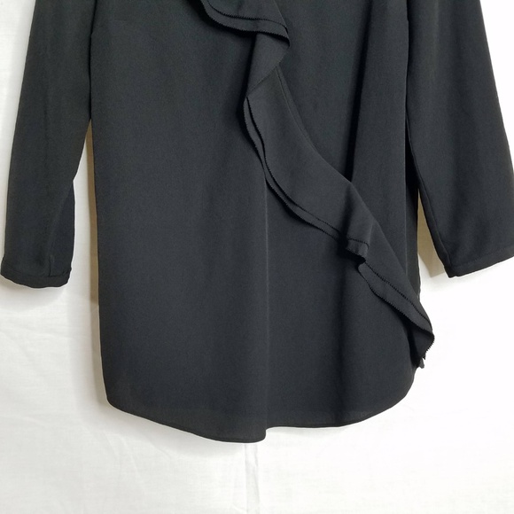 Armani Exchange Black Ruffle Blouse Crossover Sz S - Picture 3 of 6